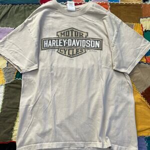 Harley Davidson Oxford Alabama Biker Creamish Shirt Large